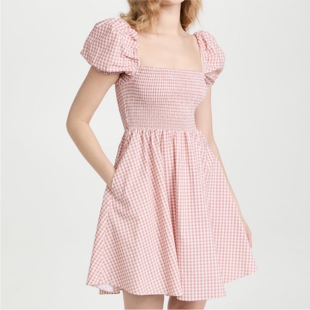 Caroline Constas Gianna Puff-Sleeve Gingham Mini Dress